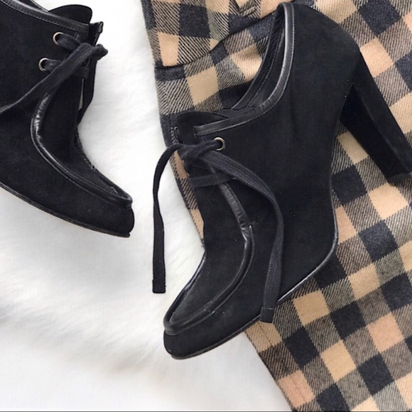 Stuart Weitzman Shoes - Stuart Weitzman Black Suede Lace Booties Sz 9.5